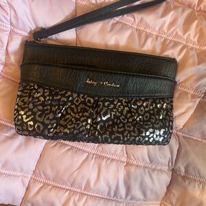 Juicy Couture Black and Gold Leopard Clutch